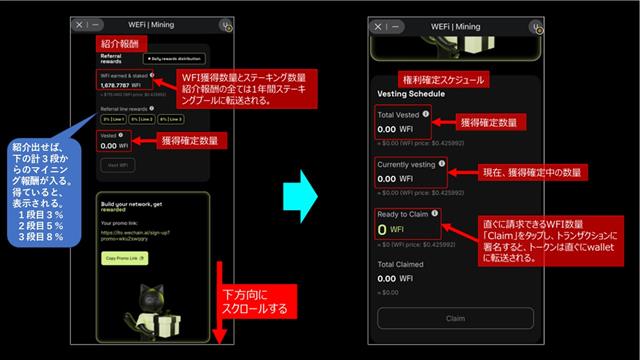 WeFi DEO BANK  操作マニュアル・マイニングアカウントの見方